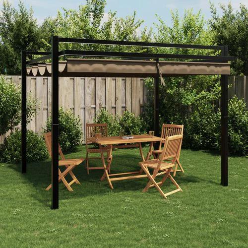 vidaXL Garden Gazebo with Retractable Roof Cream 3x3 m Aluminium by vidaXL