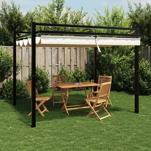 vidaXL Garden Gazebo with Retractable Roof Cream 3x3 m Aluminium by vidaXL