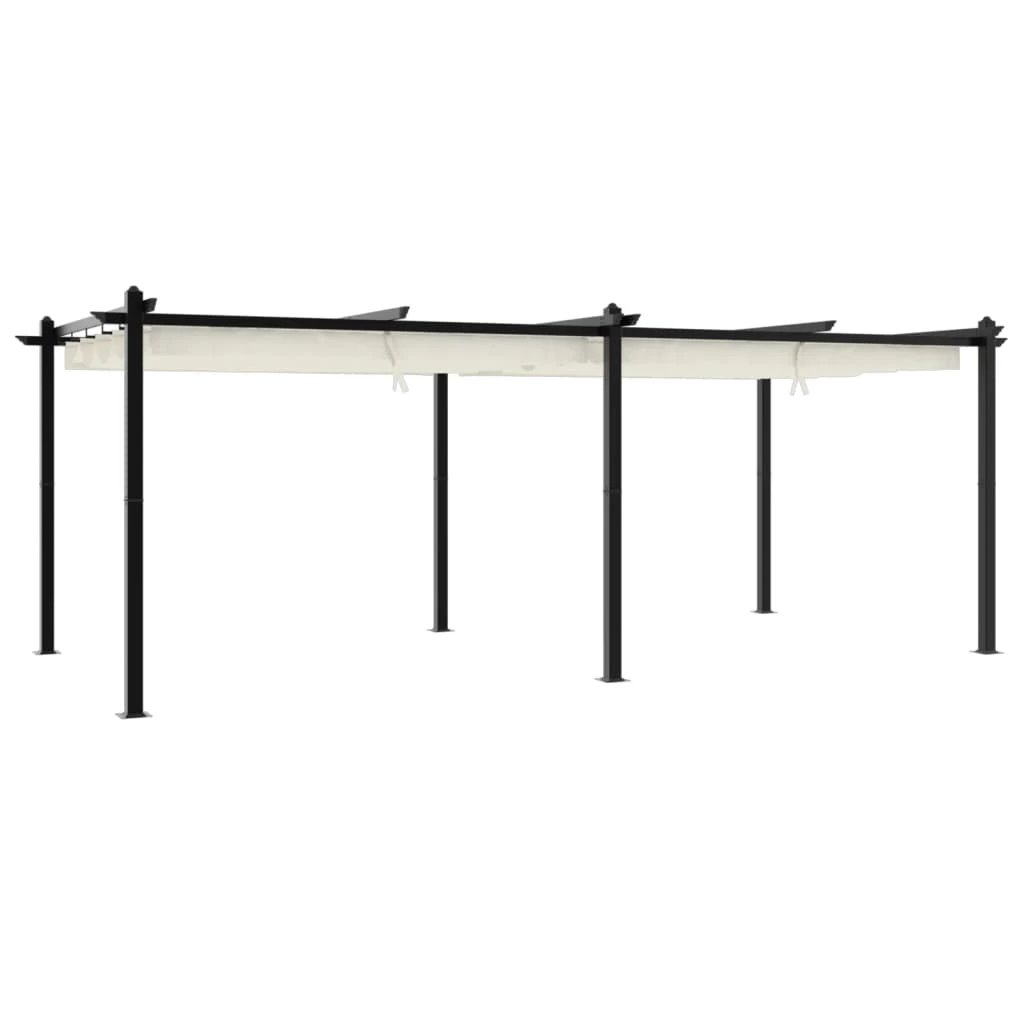 vidaXL Garden Gazebo with Retractable Roof Cream 3x6 m Aluminium by vidaXL