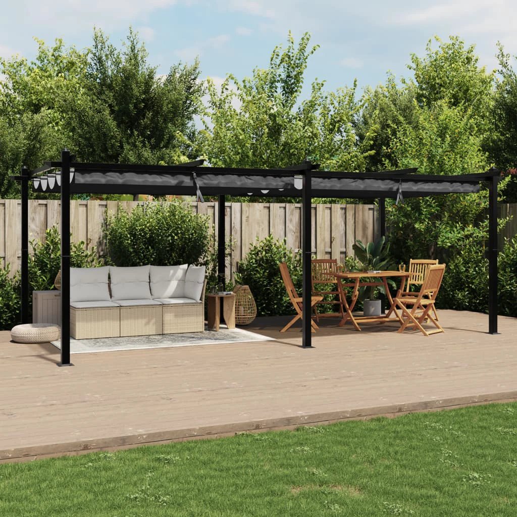 vidaXL Garden Gazebo with Retractable Roof Cream 3x6 m Aluminium by vidaXL