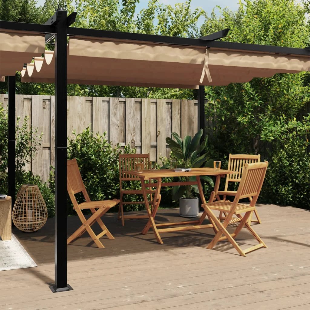 vidaXL Garden Gazebo with Retractable Roof Cream 3x6 m Aluminium by vidaXL