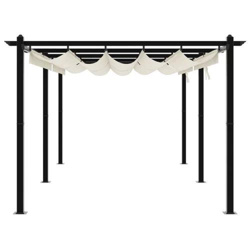 vidaXL Garden Gazebo with Retractable Roof Cream 3x6 m Aluminium - Gazebos