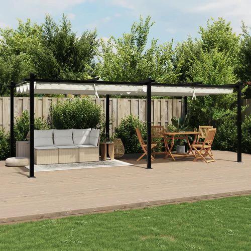 vidaXL Garden Gazebo with Retractable Roof Cream 3x6 m Aluminium - Gazebos