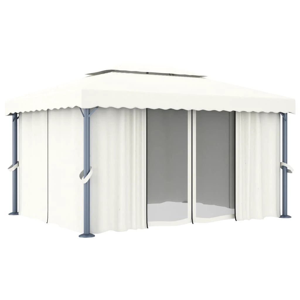 vidaXL vidaXL Gazebo with Curtain 4x3 m Cream White Aluminium - Gazebos
