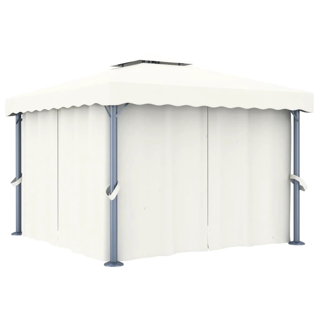 vidaXL vidaXL Gazebo with Curtain 4x3 m Cream White Aluminium - Gazebos