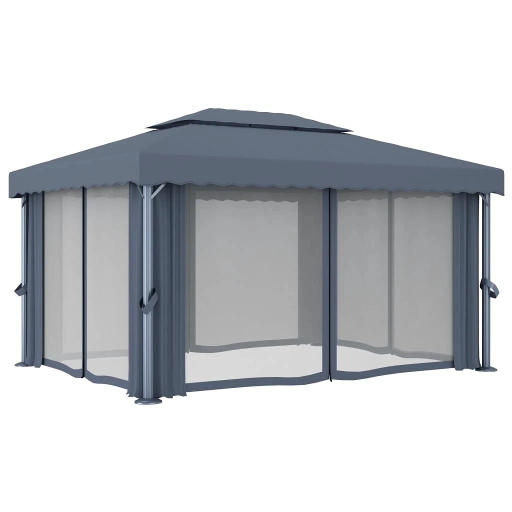 vidaXL vidaXL Gazebo with Curtain 4x3 m Cream White Aluminium - Gazebos