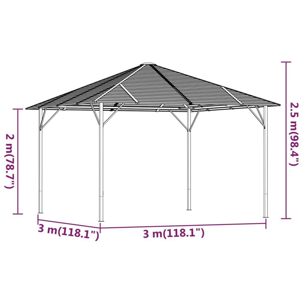 vidaXL Gazebo with Roof 3x3 m Anthracite - Gazebos
