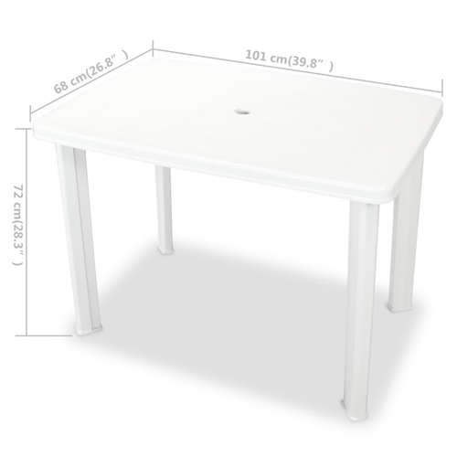 vidaXL Garden Table White 101x68x72 cm Plastic by vidaXL