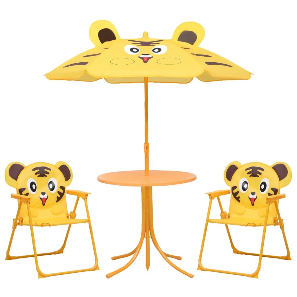 vidaXL 3 Piece Kids' Garden Bistro Set with Parasol Brown by vidaXL