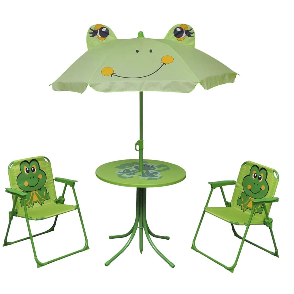 vidaXL 3 Piece Kids' Garden Bistro Set with Parasol Brown by vidaXL