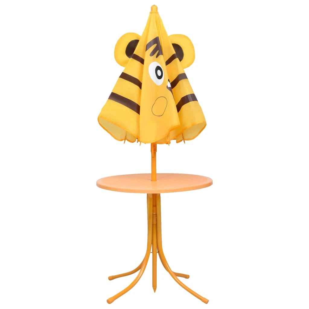 vidaXL 3 Piece Kids' Garden Bistro Set with Parasol Brown by vidaXL