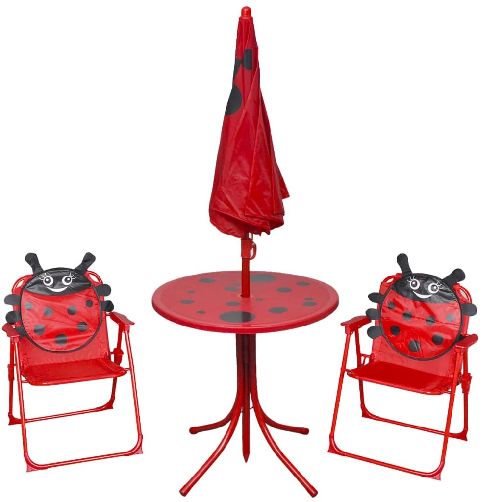 vidaXL 3 Piece Kids' Garden Bistro Set with Parasol Brown by vidaXL