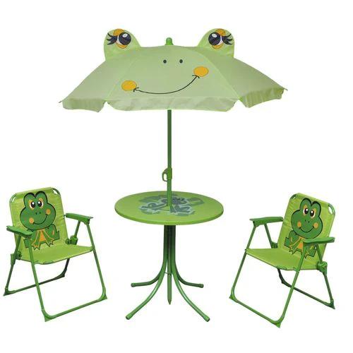 vidaXL 3 Piece Kids' Garden Bistro Set with Parasol Brown -