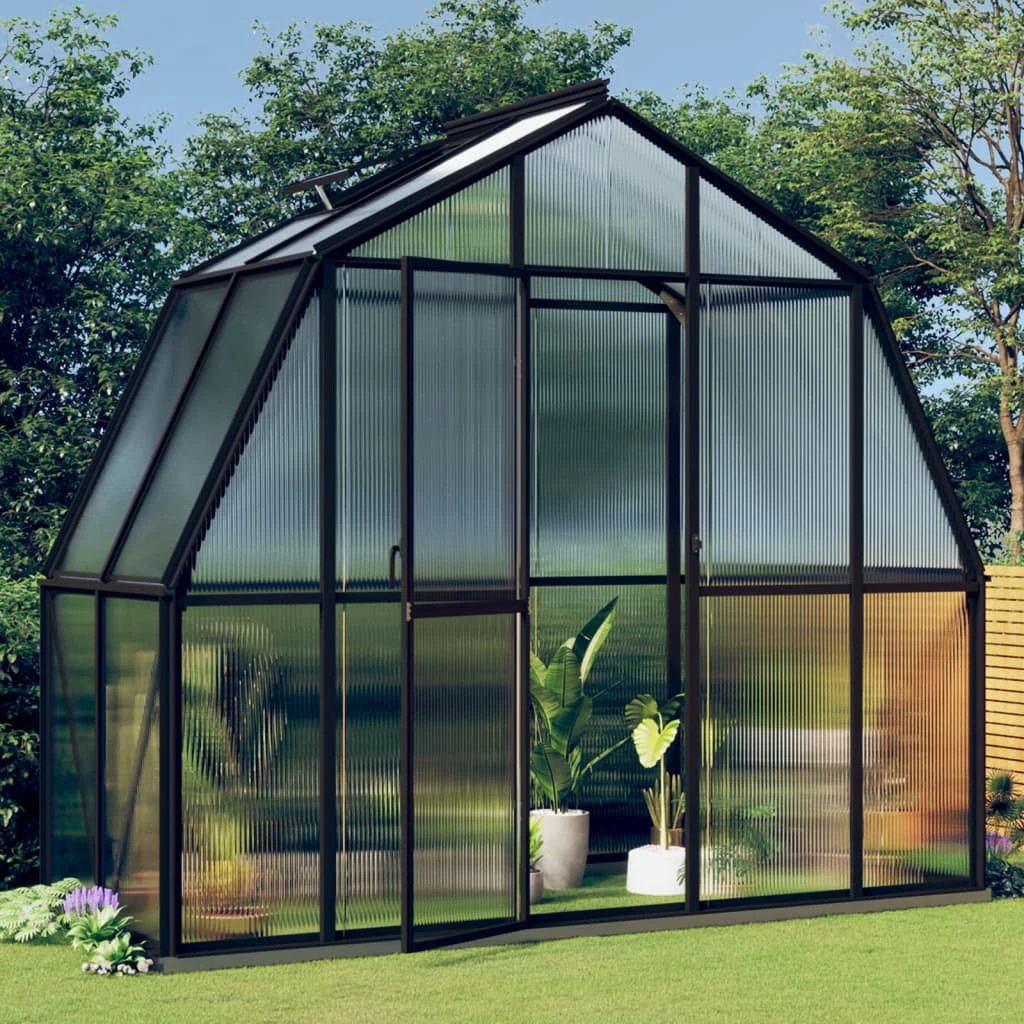 vidaXL Greenhouse with Base Frame Anthracite 3.3 m² Aluminium - Greenhouse