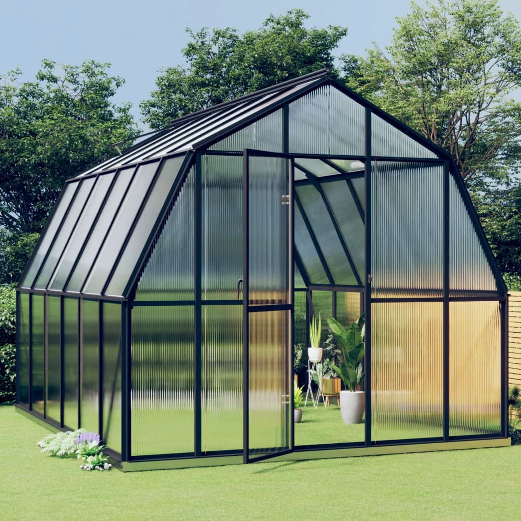 vidaXL Greenhouse with Base Frame Anthracite 3.3 m² Aluminium - Greenhouse