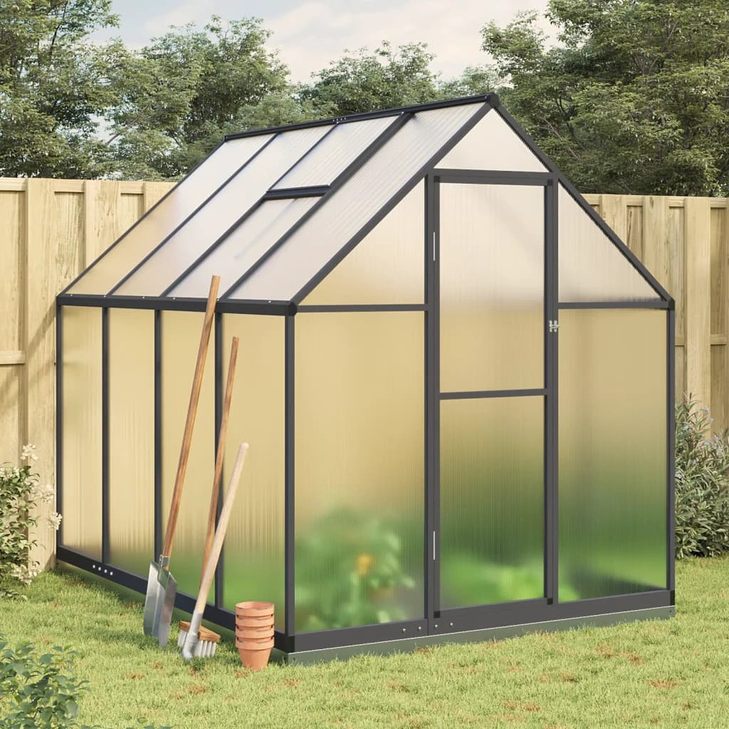 vidaXL Greenhouse with Base Frame Silver 224x169x202 cm Aluminium - Greenhouse