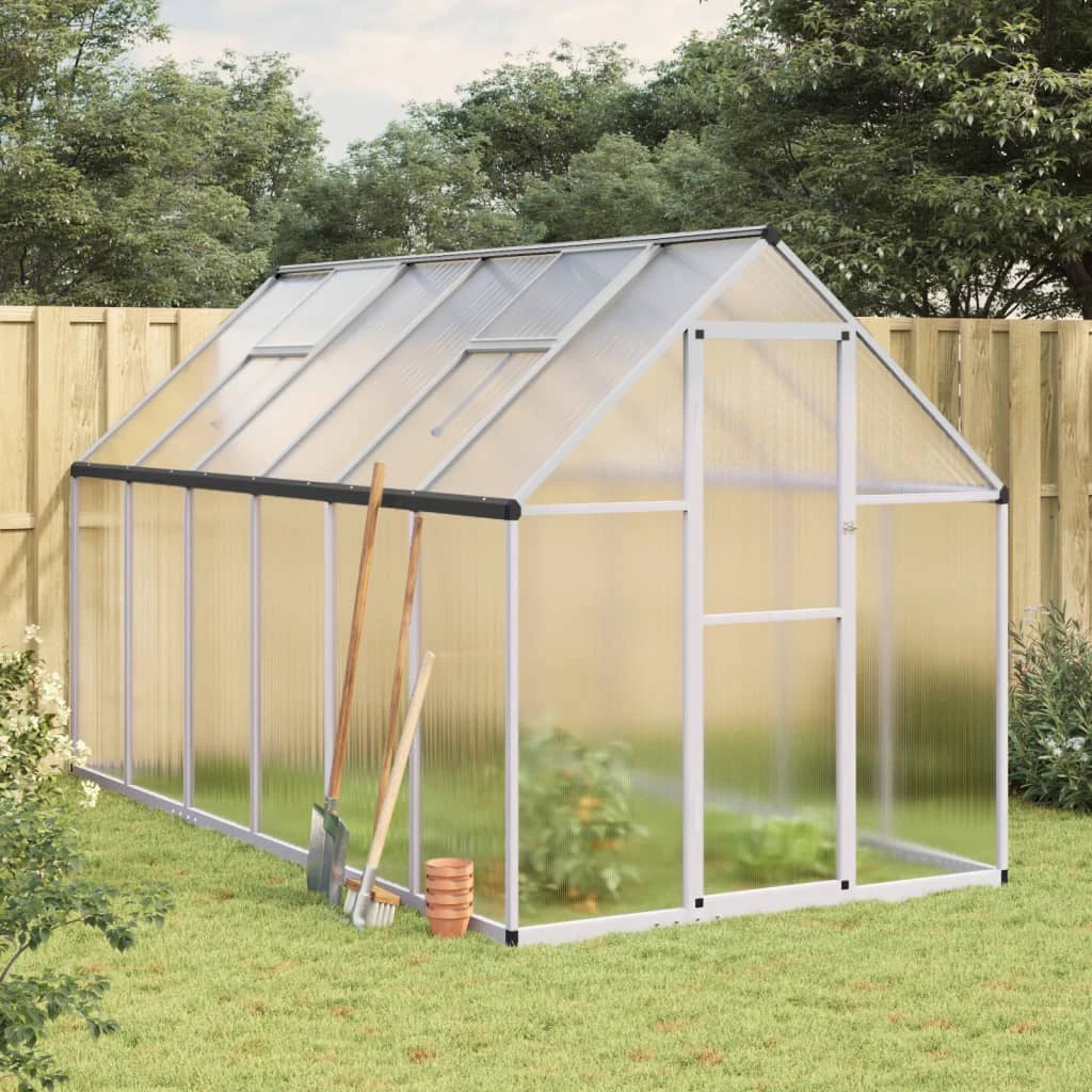 vidaXL Greenhouse with Base Frame Silver 224x169x202 cm Aluminium - Greenhouse