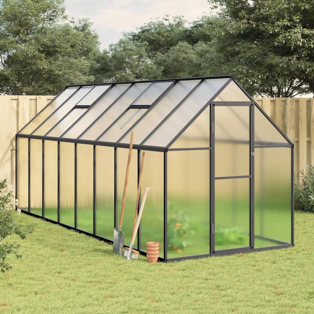 vidaXL Greenhouse with Base Frame Silver 224x169x202 cm Aluminium - Greenhouse