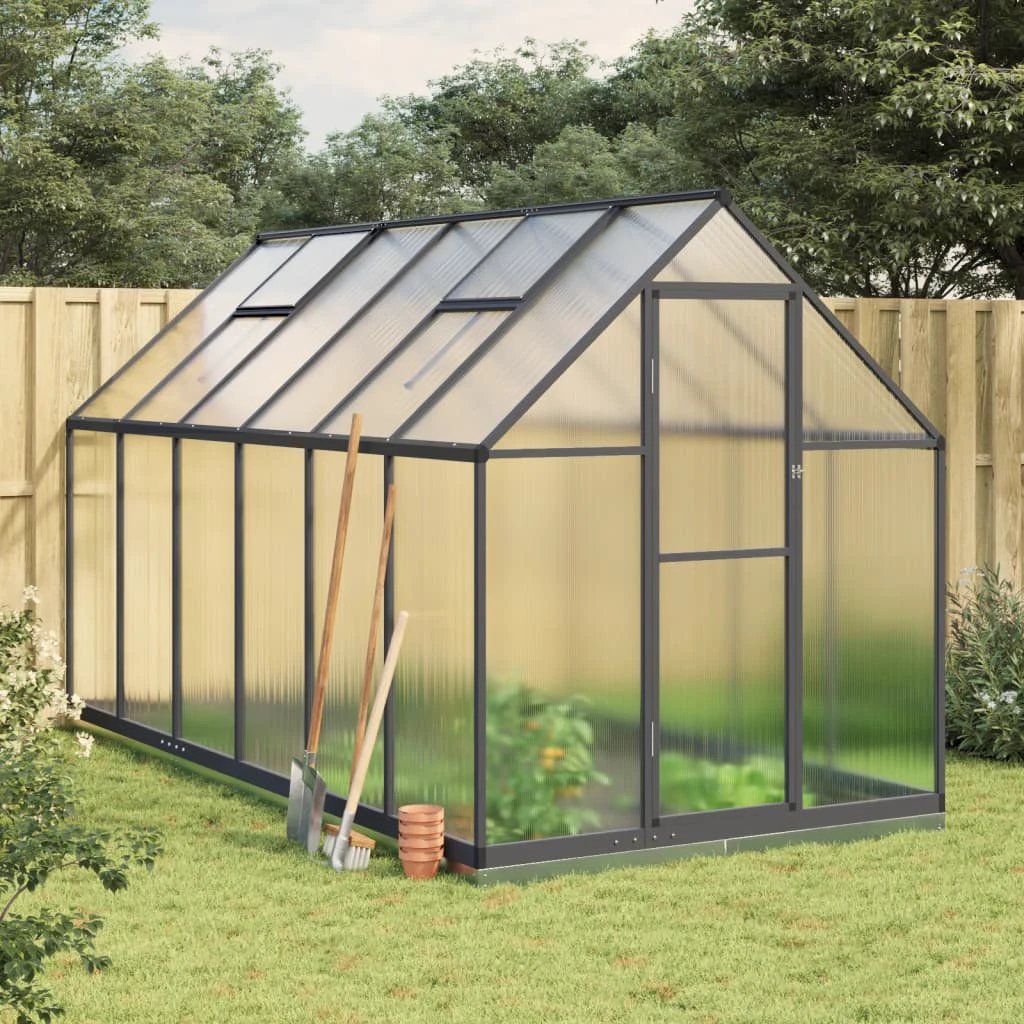 vidaXL Greenhouse with Base Frame Silver 224x169x202 cm Aluminium - Greenhouse