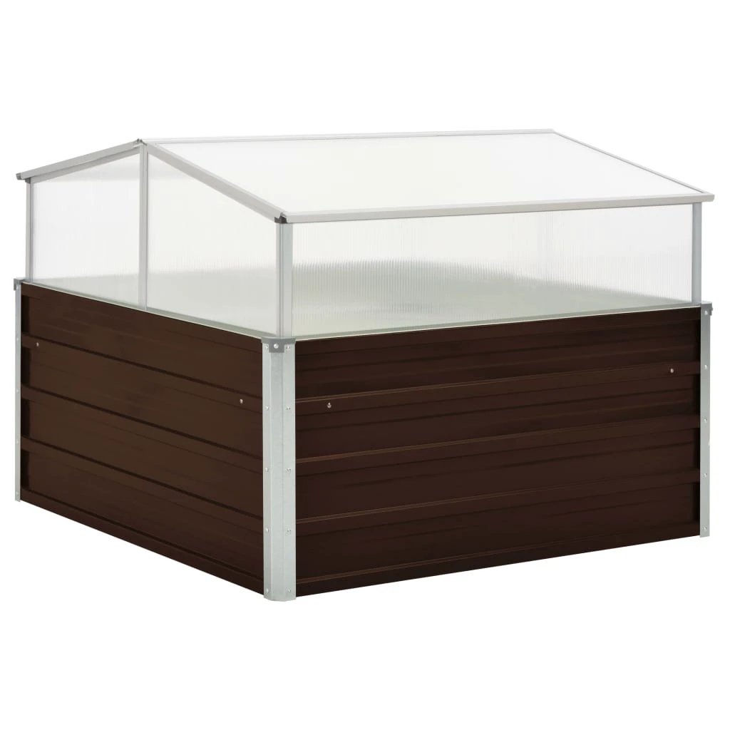 vidaXL Greenhouse Brown 100x100x85 cm Galvanised Steel by vidaXL