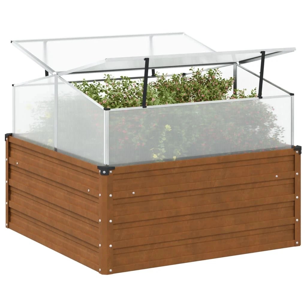 vidaXL vidaXL Greenhouse Brown 100x100x85 cm Galvanised Steel - Greenhouse