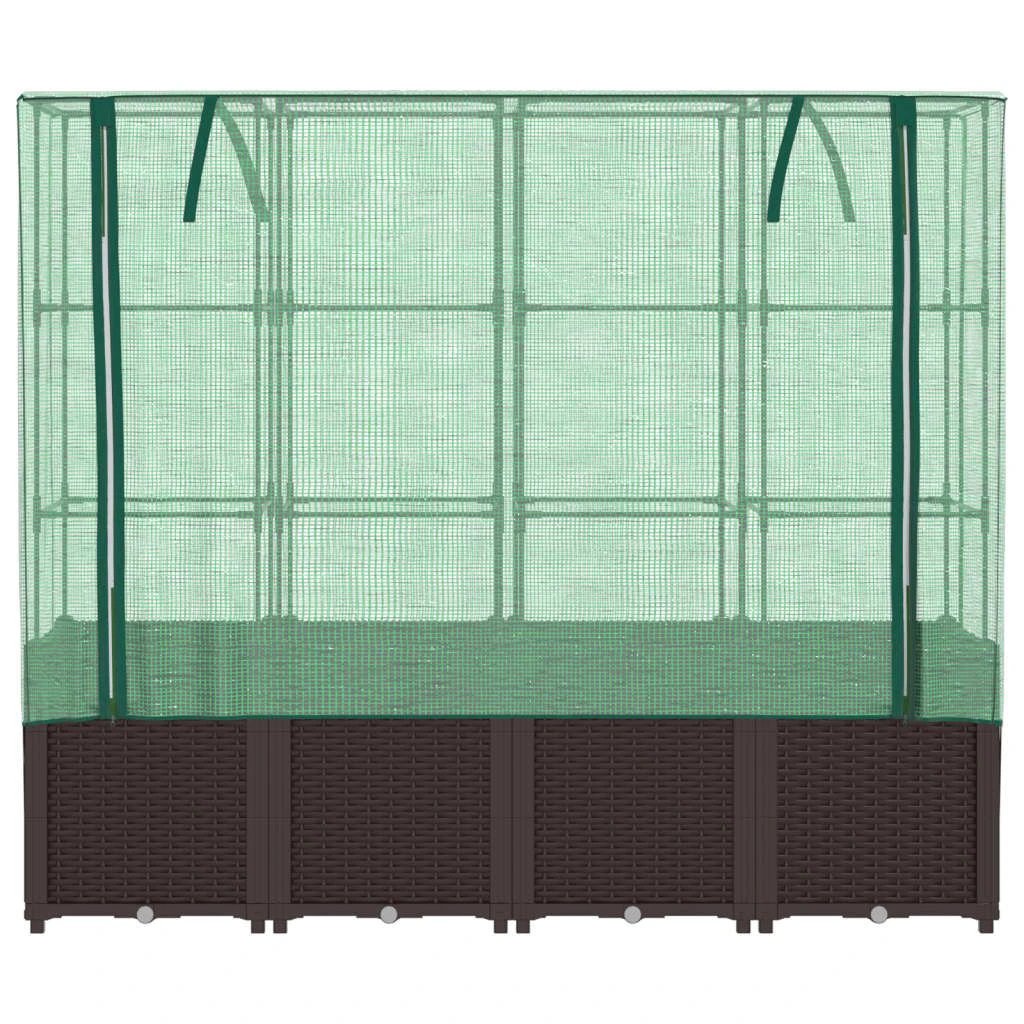 vidaXL Raised Bed with Greenhouse Cover Rattan Look 160x40x153 cm by vidaXL