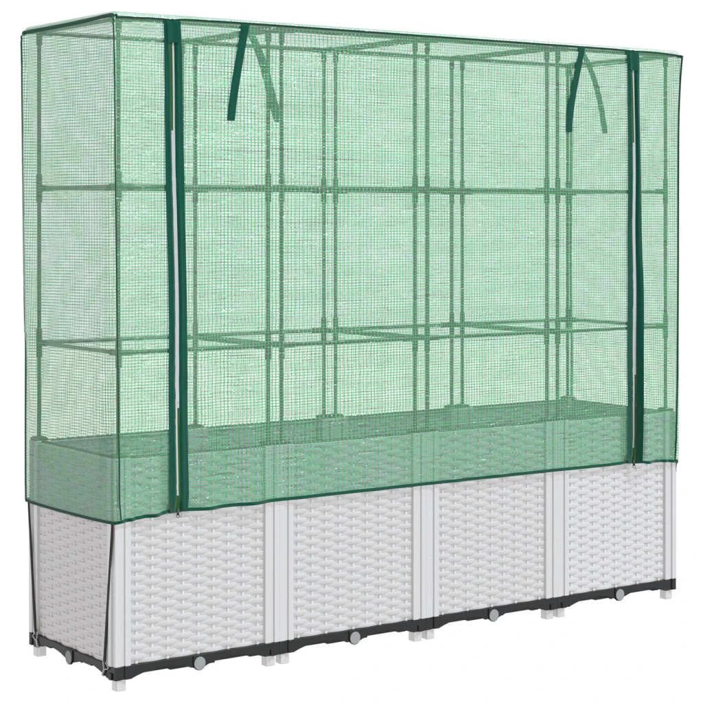 vidaXL Raised Bed with Greenhouse Cover Rattan Look 160x40x153 cm by vidaXL