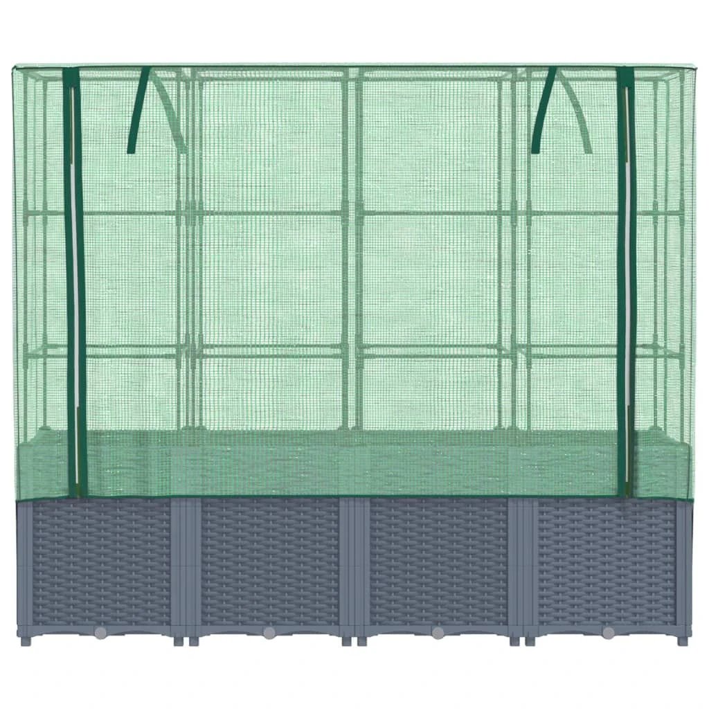 vidaXL Raised Bed with Greenhouse Cover Rattan Look 160x40x153 cm by vidaXL