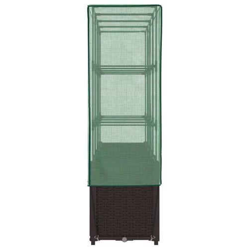 vidaXL Raised Bed with Greenhouse Cover Rattan Look 160x40x153 cm - Greenhouse