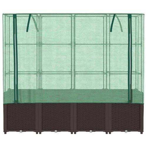 vidaXL Raised Bed with Greenhouse Cover Rattan Look 160x40x153 cm - Greenhouse