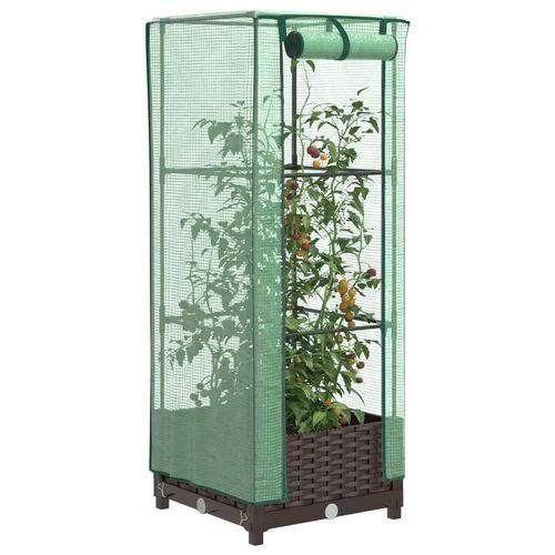 vidaXL vidaXL Raised Bed with Greenhouse Cover Rattan Look 40x40x123 cm - Greenhouse