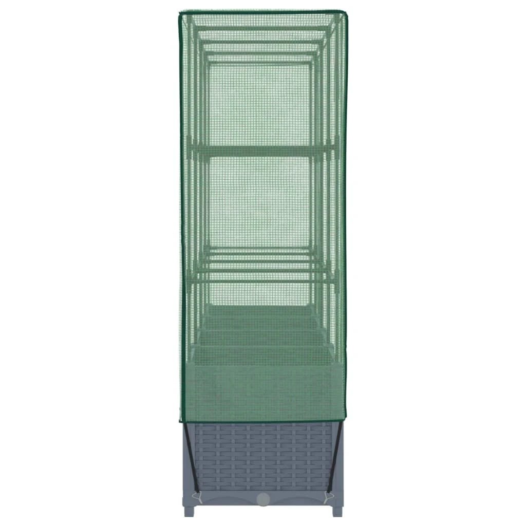 vidaXL Raised Bed with Greenhouse Cover Rattan Look 40x40x123 cm by vidaXL