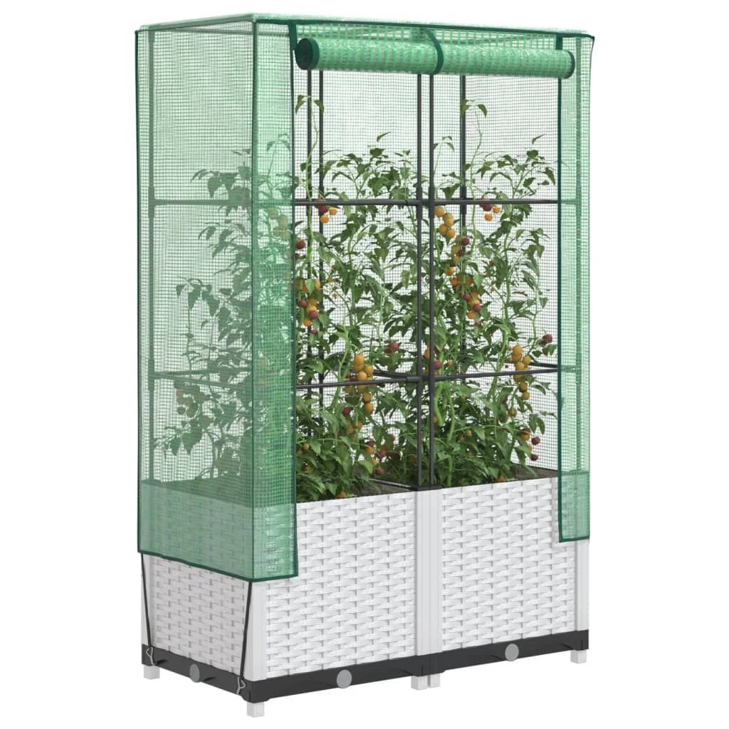 vidaXL Raised Bed with Greenhouse Cover Rattan Look 40x40x123 cm by vidaXL