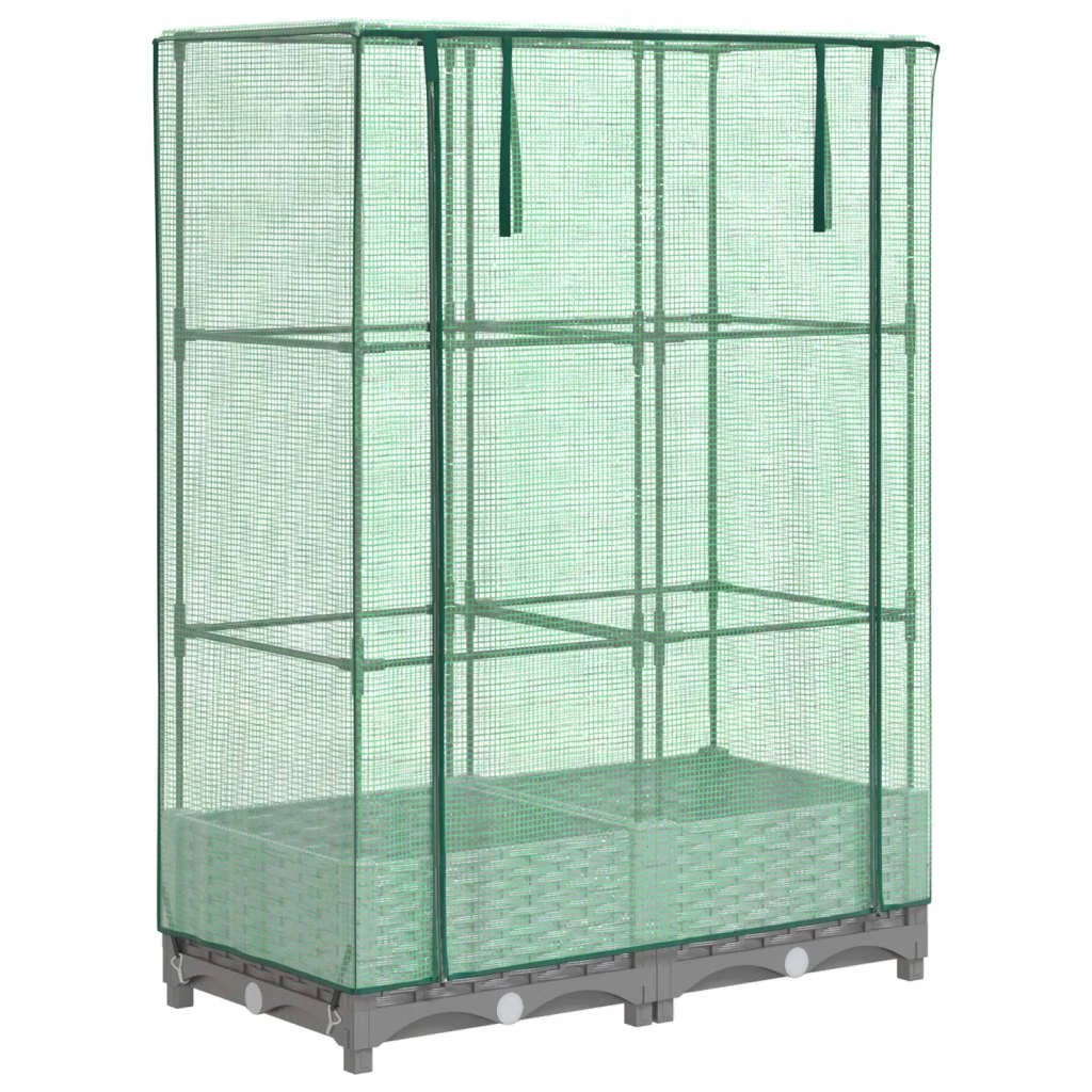 vidaXL Raised Bed with Greenhouse Cover Rattan Look 40x40x123 cm by vidaXL