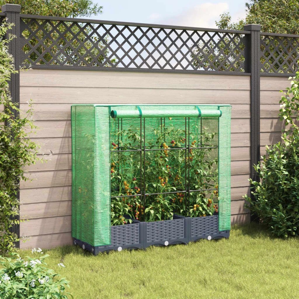 vidaXL Raised Bed with Greenhouse Cover Rattan Look 40x40x123 cm by vidaXL
