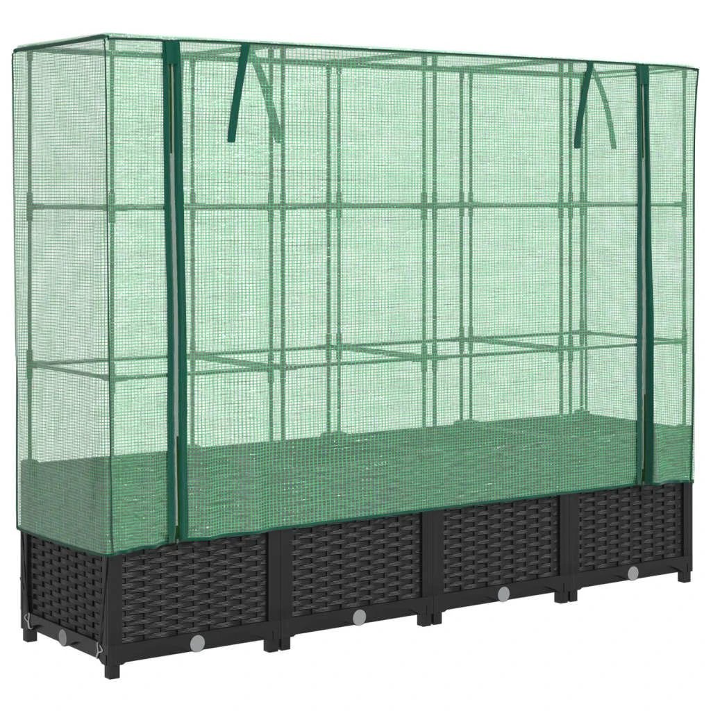 vidaXL vidaXL Raised Bed with Greenhouse Cover Rattan Look 40x40x123 cm - Greenhouse