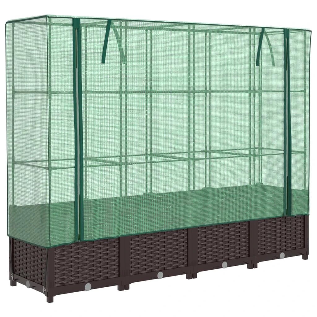 vidaXL vidaXL Raised Bed with Greenhouse Cover Rattan Look 40x40x123 cm - Greenhouse