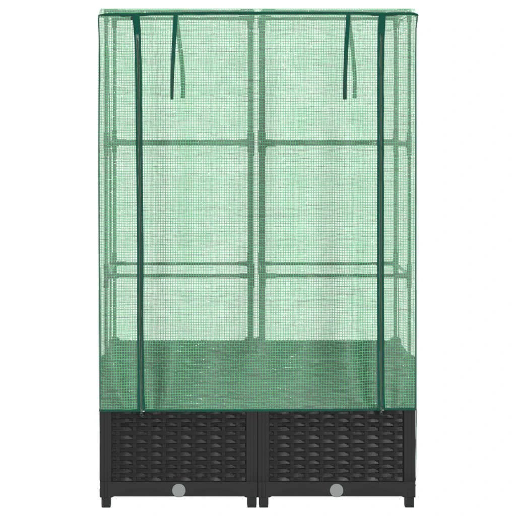 vidaXL Raised Bed with Greenhouse Cover Rattan Look 40x40x123 cm by vidaXL