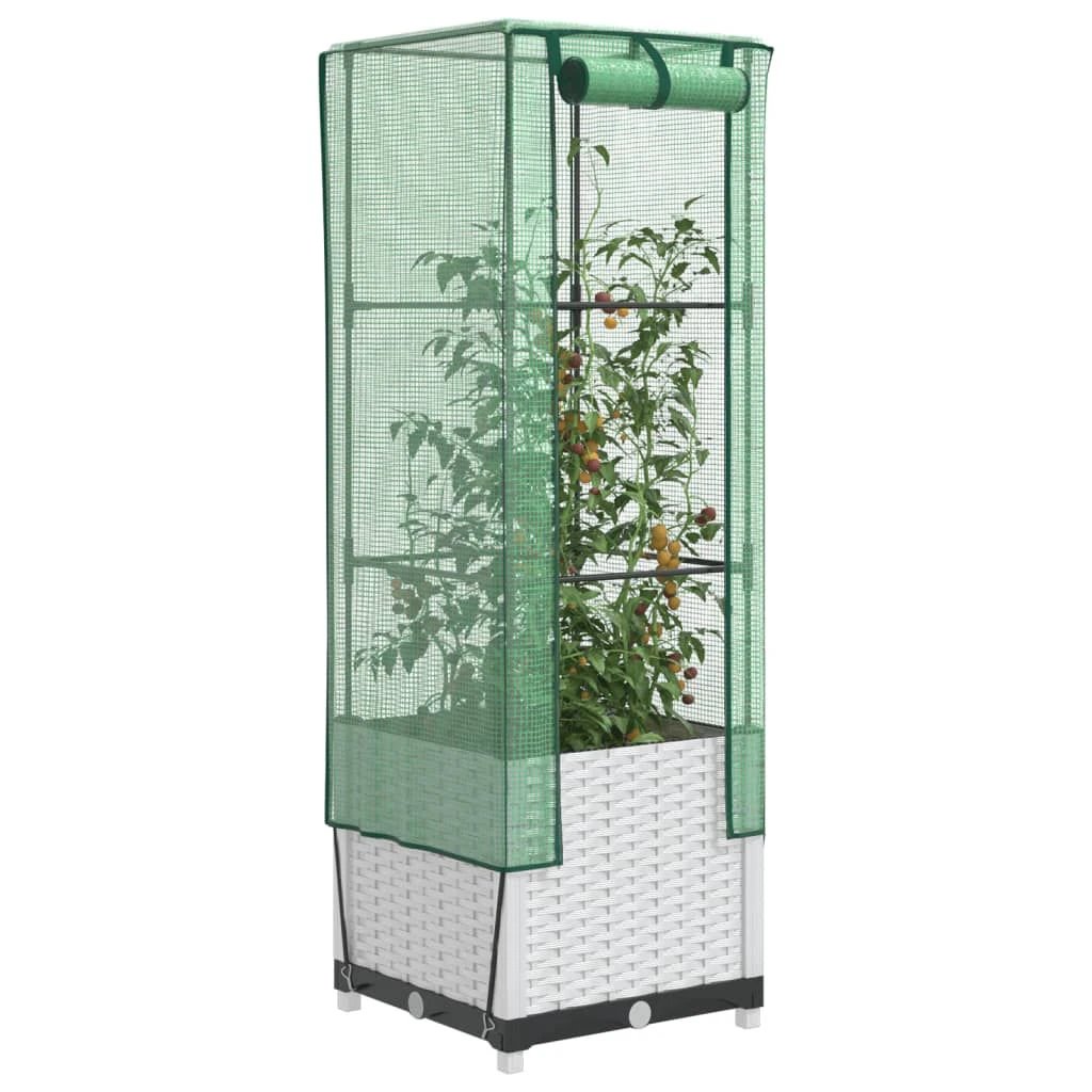 vidaXL Raised Bed with Greenhouse Cover Rattan Look 40x40x123 cm by vidaXL