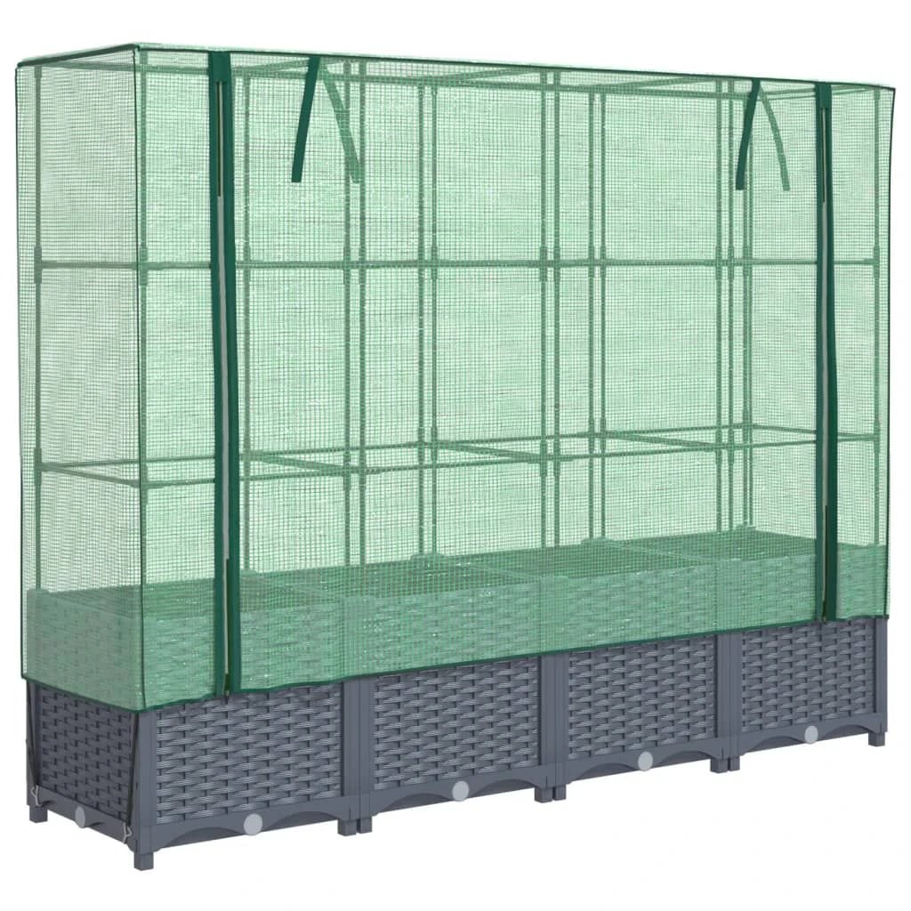 vidaXL Raised Bed with Greenhouse Cover Rattan Look 40x40x123 cm by vidaXL