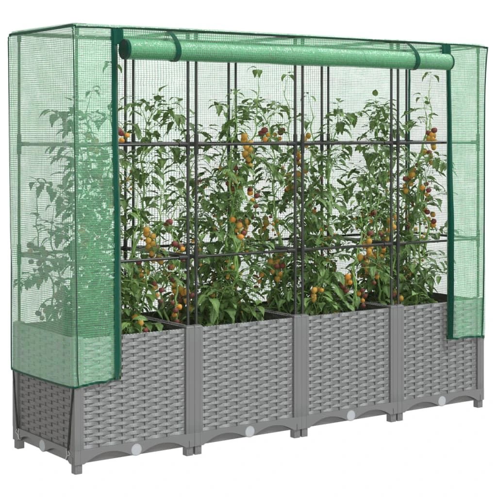 vidaXL Raised Bed with Greenhouse Cover Rattan Look 40x40x123 cm by vidaXL