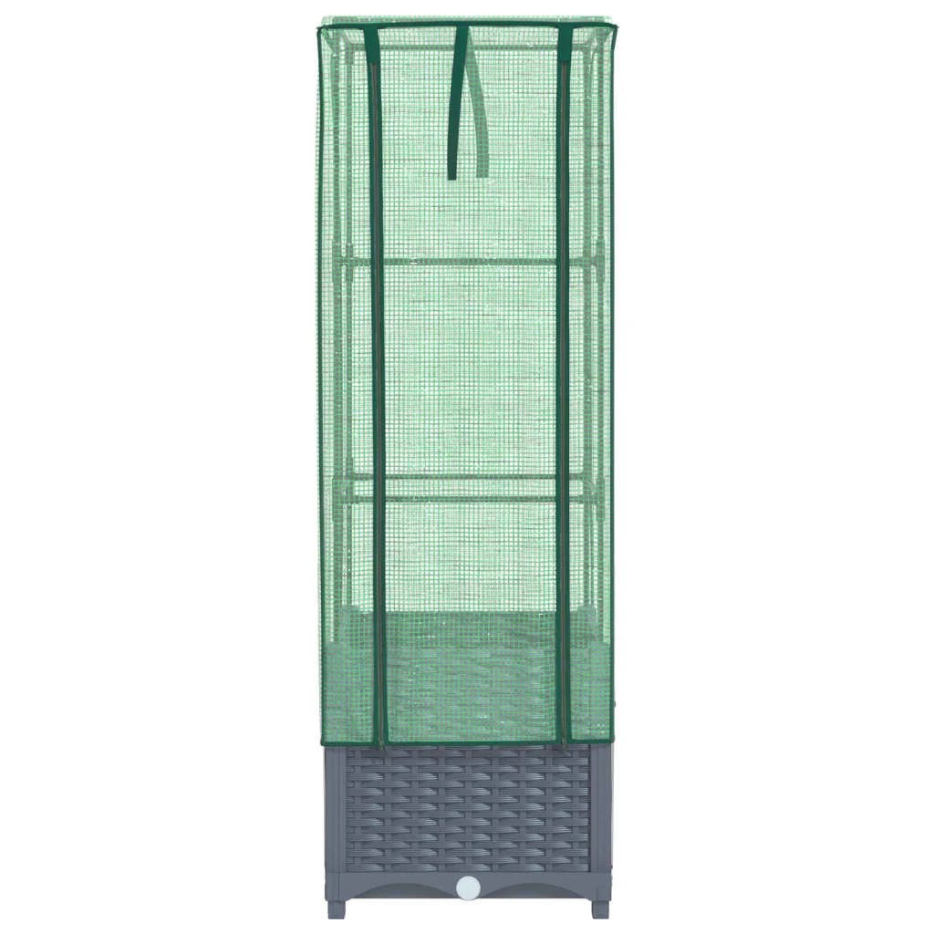 vidaXL Raised Bed with Greenhouse Cover Rattan Look 40x40x123 cm by vidaXL