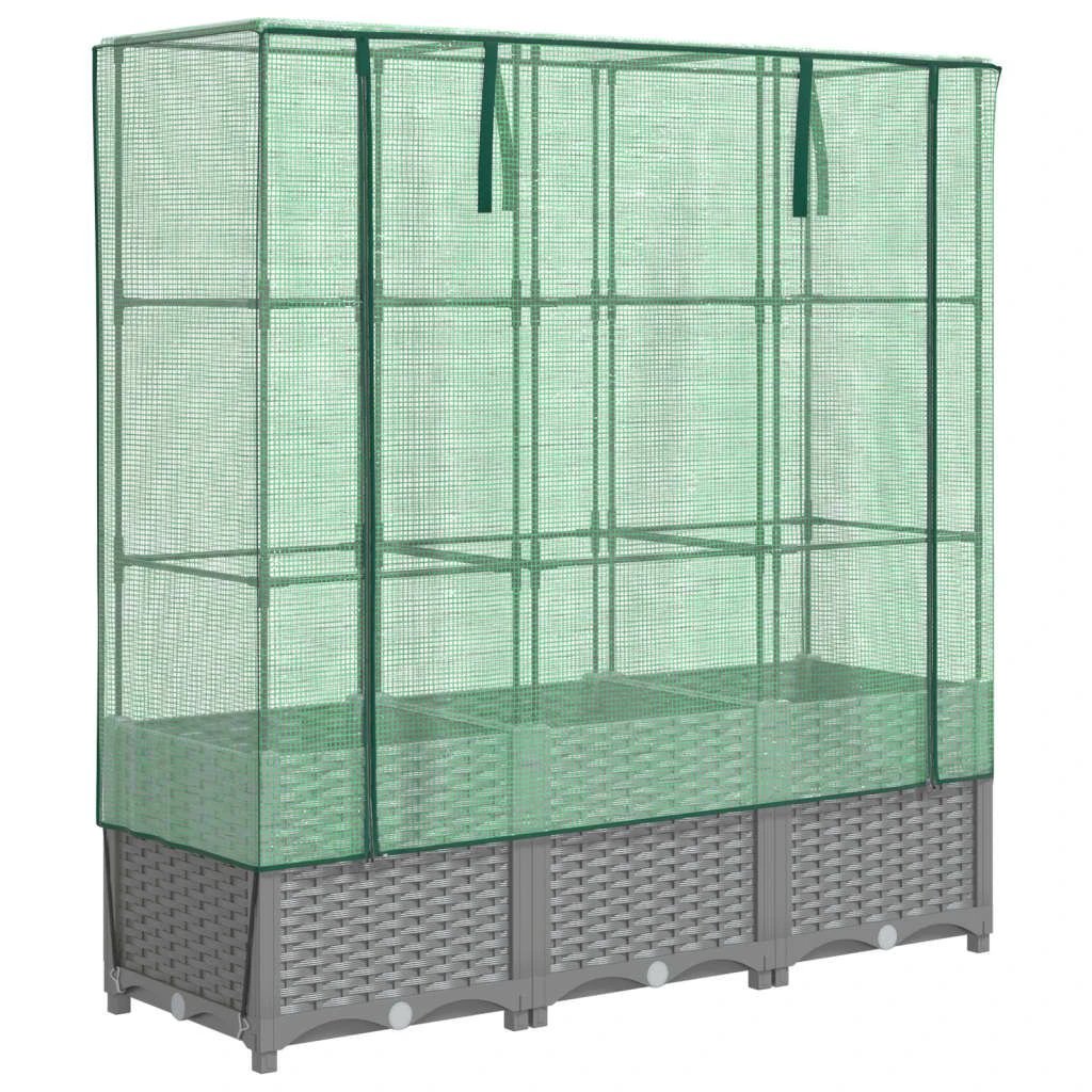 vidaXL vidaXL Raised Bed with Greenhouse Cover Rattan Look 40x40x123 cm - Greenhouse