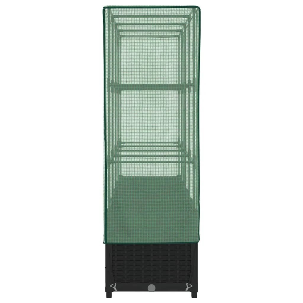 vidaXL Raised Bed with Greenhouse Cover Rattan Look 40x40x123 cm by vidaXL