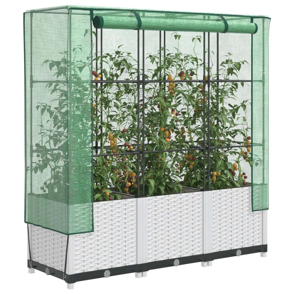 vidaXL Raised Bed with Greenhouse Cover Rattan Look 40x40x123 cm by vidaXL