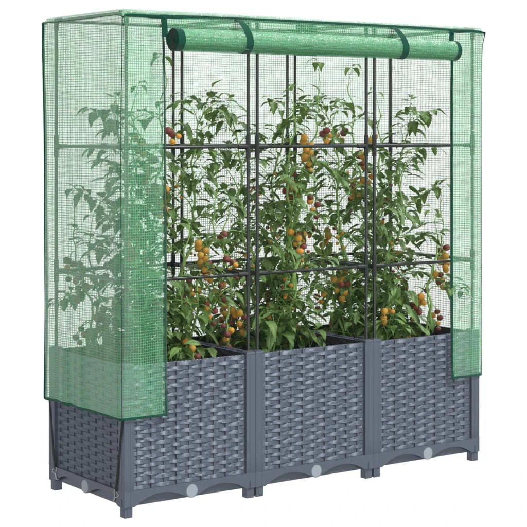 vidaXL Raised Bed with Greenhouse Cover Rattan Look 40x40x123 cm by vidaXL