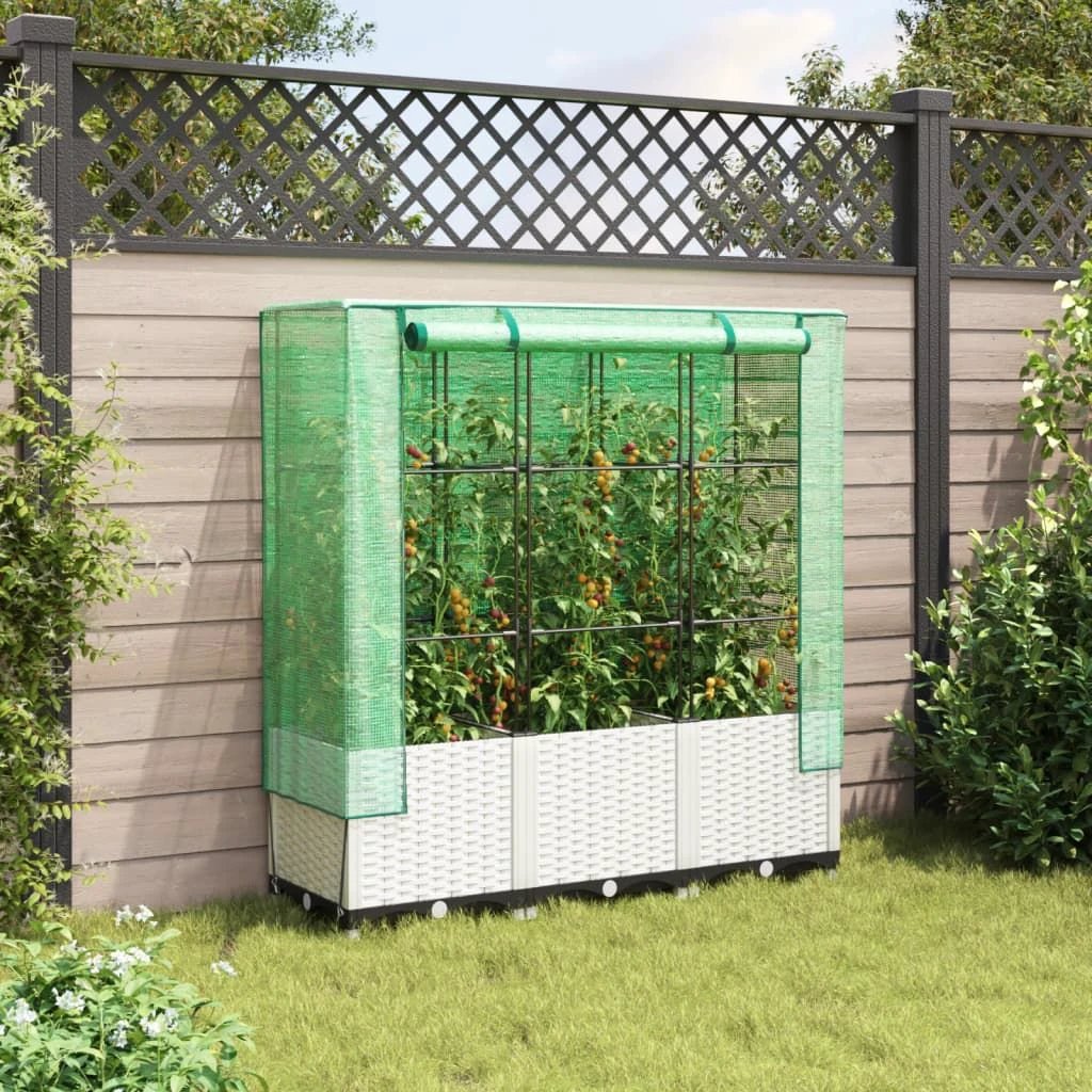 vidaXL Raised Bed with Greenhouse Cover Rattan Look 40x40x123 cm by vidaXL