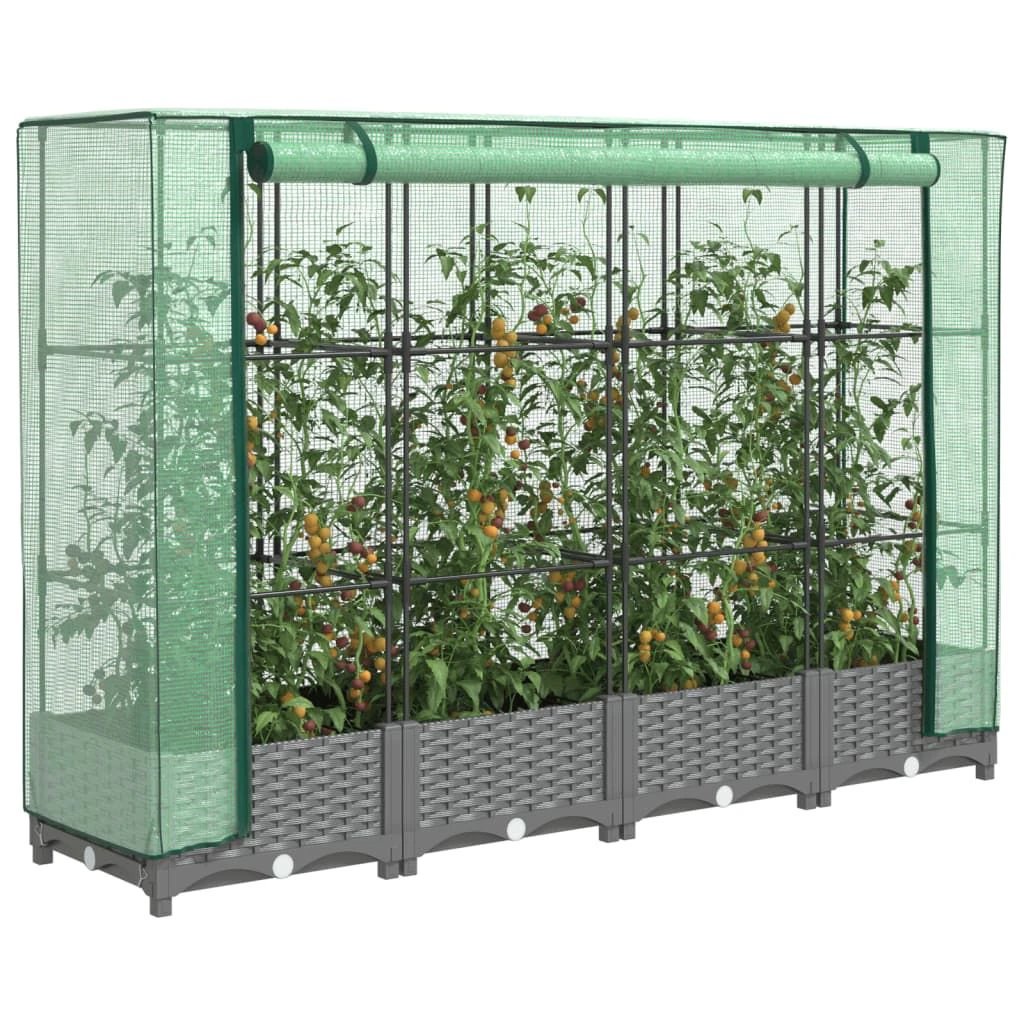vidaXL vidaXL Raised Bed with Greenhouse Cover Rattan Look 40x40x123 cm - Greenhouse