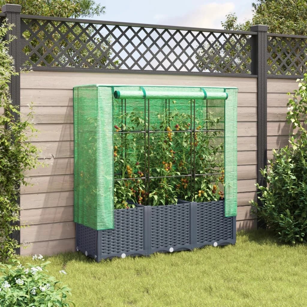 vidaXL Raised Bed with Greenhouse Cover Rattan Look 40x40x123 cm by vidaXL