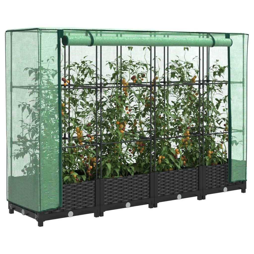 vidaXL Raised Bed with Greenhouse Cover Rattan Look 40x40x123 cm by vidaXL